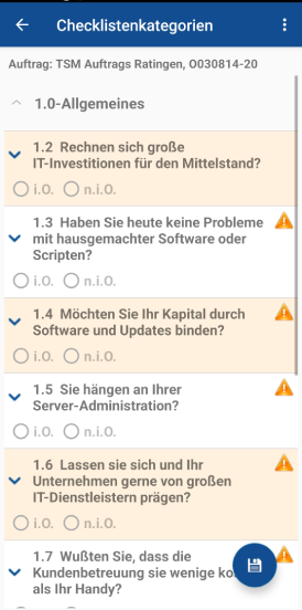 Revierfahrer.App Vordefinierte Checklisten zum Objekt vor Ort ausfüllen